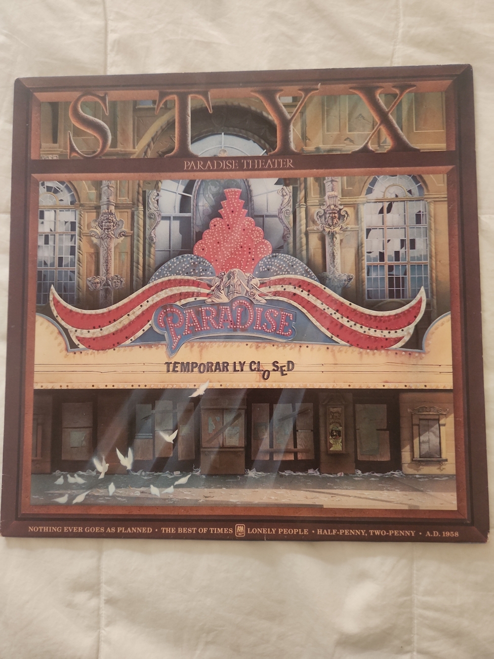 Styx Paradise Theater Album Cover LASER ETCHED VINYL! NM CONDITION